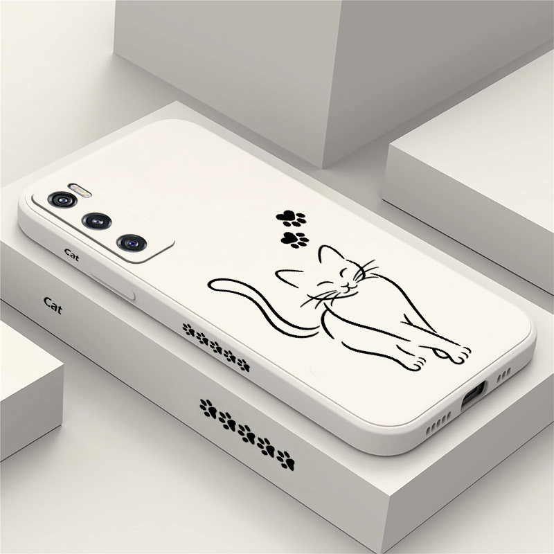 Vivo V40 - เคสโทรศัพท์ลายแมวน่ารักสีดำ สำหรับ Vivo V70 FE V60